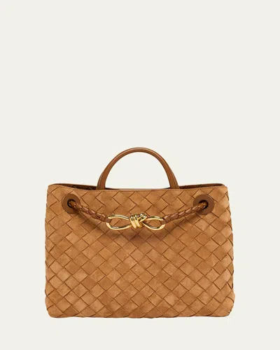 Bottega Veneta Small Andiamo Suede Tote Bag In Orange