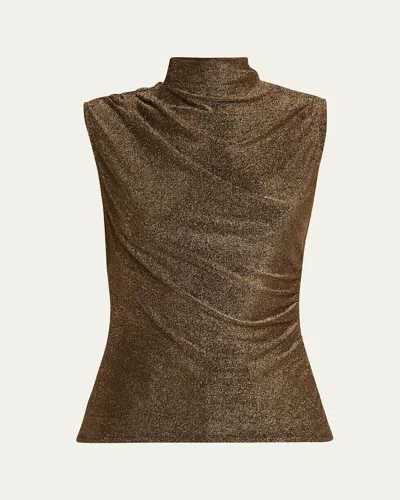 Veronica Beard Mylie Sleeveless Top In Antique Gold Lurex In Brown