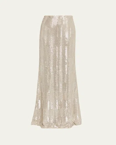 L'agence Zeta Sequined Maxi Skirt In Gold