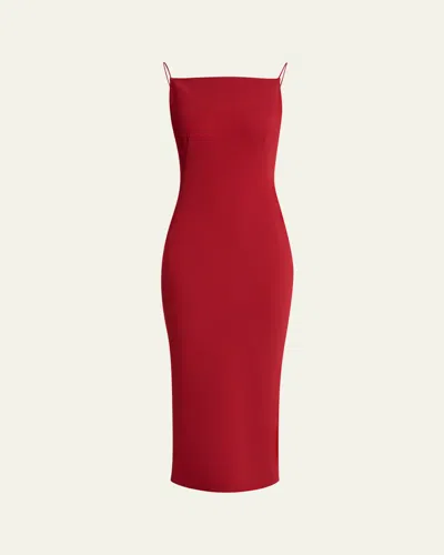 Givenchy Square-neck Sleeveless Midi Dress In Red