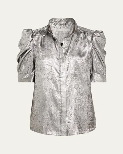 Frame The Shiny Gillian Top In Gray