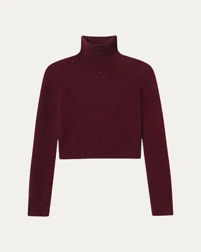 Frame Womens Pinot Fleck-knit Turtleneck Cashmere Jumper In Red