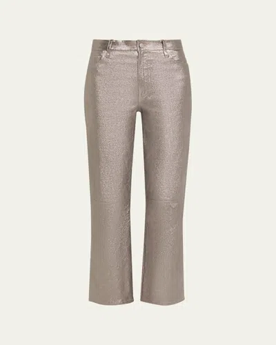 Frame Le Sleek Straight Leather Pants In Brown