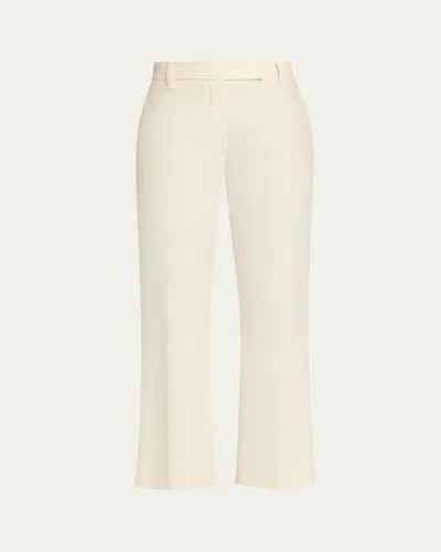 Brunello Cucinelli Stretch Cotton Gabardine Kickflare Ankle Cigarette Pants In Neutral