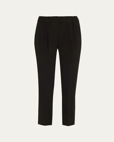 Brunello Cucinelli Crepe Cady Slim-leg Ankle Pull-on Pants In Black