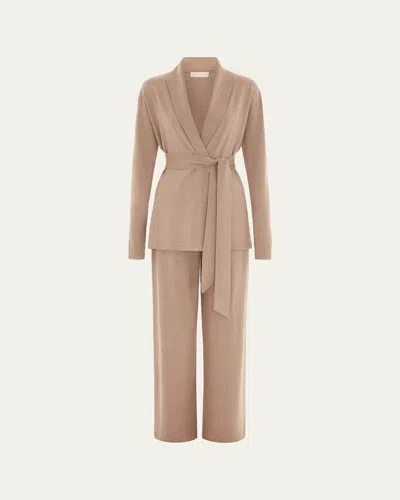 Olivia Von Halle Silk-cashmere Knit Lounge Set In Brown