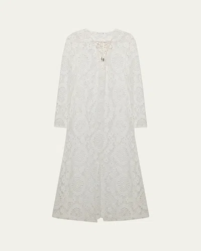 Simkhai Hawthorne Long-sleeve Lace Dress In White