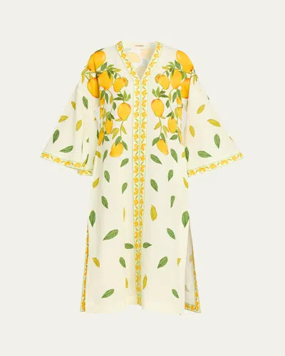 Verandah Dripping Alphons Linen-cotton Kaftan In Green