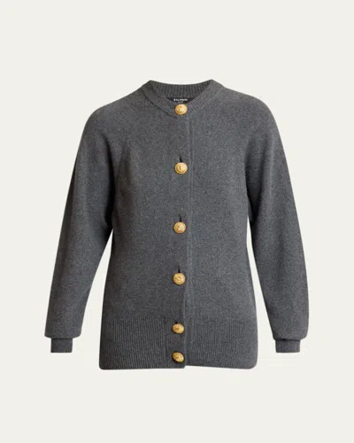 Balmain Eco-cashmere V-neck Cardigan In Gray