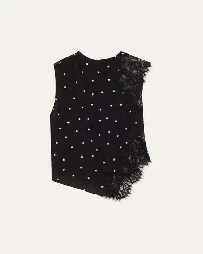 A.l.c Gracie Polka Dot Crepe And Lace Top In Black Cream In Black