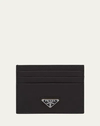 Prada Triangle Logo Leather Card Case