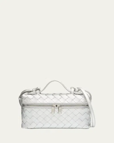 Bottega Veneta Bang Bang Laminated Leather Vanity Crossbody Bag In Silver