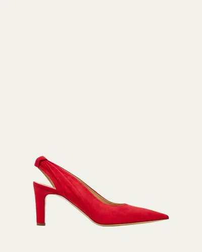 Gabriela Hearst Amari Slingback Pump In Scarlet Red Suede In Red