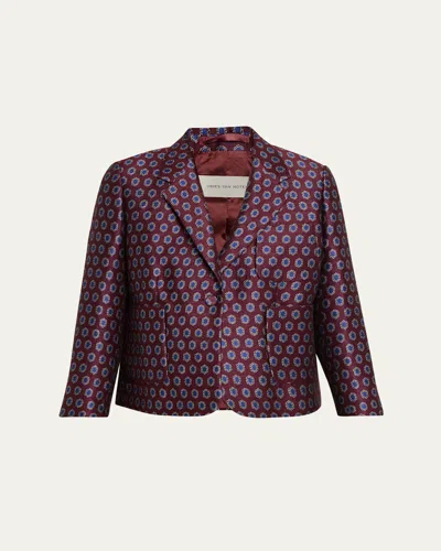 Dries Van Noten Geo Jacquard Single-breasted Jacket In Multi