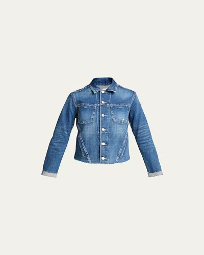 L'agence Janelle Slim Raw-edge Jacket In Blue