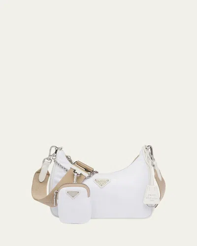 Prada Re-edition 2005 Nylon Shoulder Bag In White