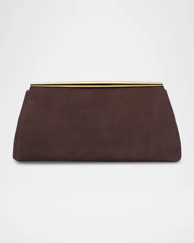 Tyler Ellis Suzannah Suede Clutch Bag In Brown