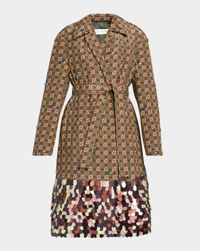 Dries Van Noten Roltas Coat With Sequins Clothing In Brown
