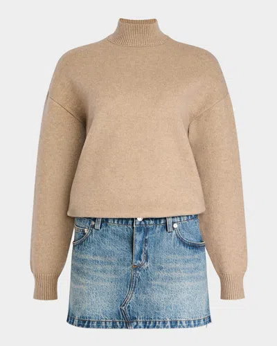 Ser.o.ya Farrah Mixed Media Mini Dress In Neutral