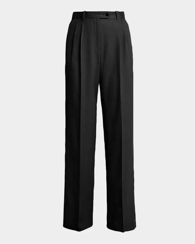 The Row Virgil Double-pleated Straight-leg Pants In Black