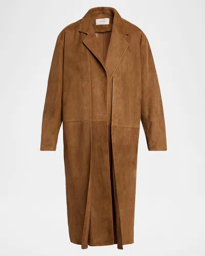The Row Serenis Layered Suede Open Coat In Brown