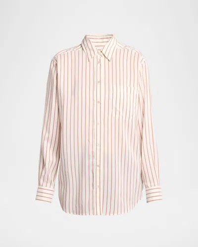 The Row Gavina Striped Silk Poplin Button-down Shirt In Multi