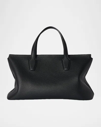 The Row Marcel Slouchy Top-handle Bag In Grain Leather In Black