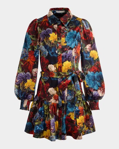 Alice And Olivia Flourish Lily Drop-waist Mini Dress In Multi