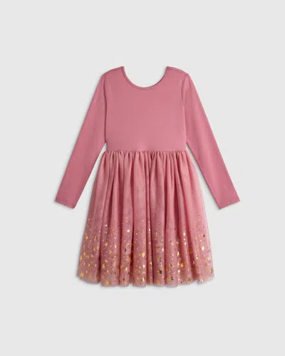 Quince Girls Shimmer Tulle Dress In Pink
