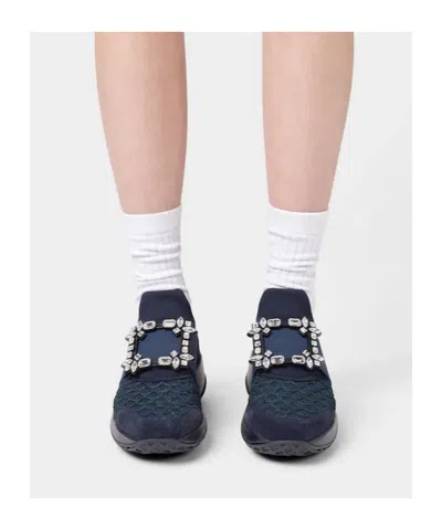 Roger Vivier Viv' Run Sneakers In Fabric In Blue
