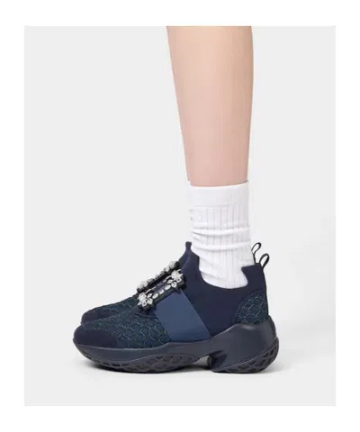 Roger Vivier Viv' Run Sneakers In Fabric In Blue