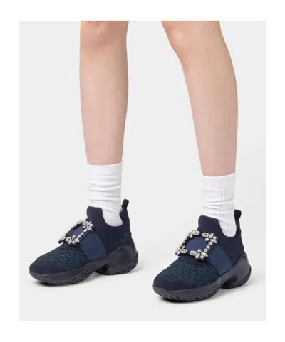 Roger Vivier Viv' Run Sneakers In Fabric In Blue