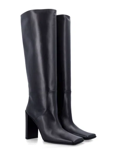 Alaïa Square Toe Calfskin Knee High Boots In Black