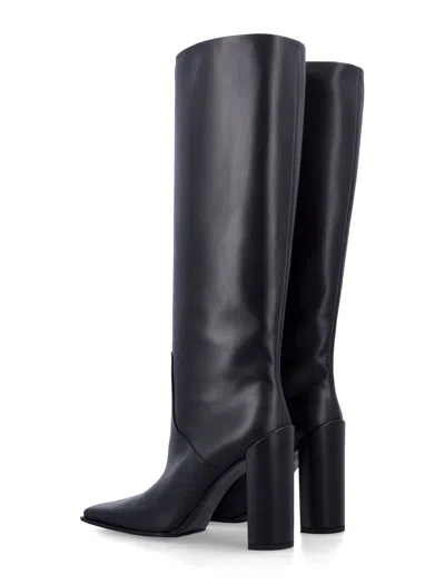 Alaïa Square Toe Calfskin Knee High Boots In Black
