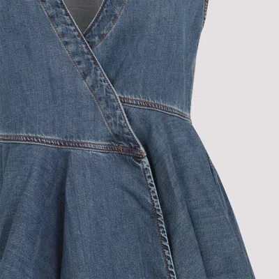 Alaïa Alaia Denim Wrap Mini Dress In Blue