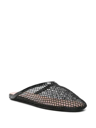 Alaïa Fishnet Flat Mules Rubber Sole In Animal Print