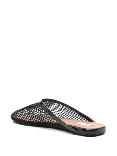 Alaïa Fishnet Flat Mules Rubber Sole In Animal Print