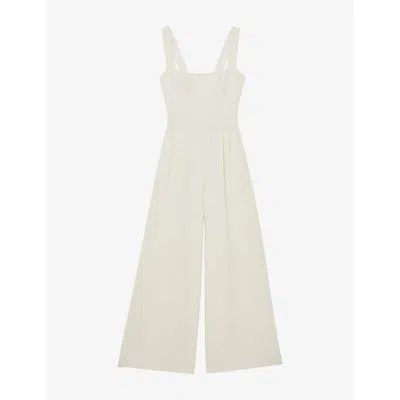 Reiss Womens Dion Wide-leg Woven Jumpsuit Ivory In White