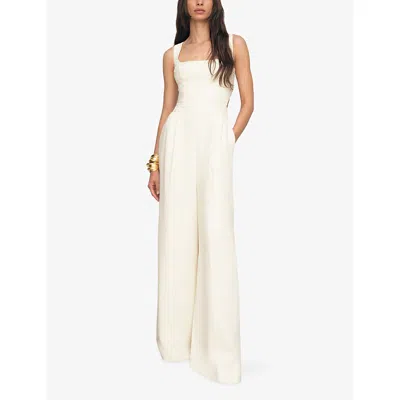 Reiss Womens Dion Wide-leg Woven Jumpsuit Ivory In White
