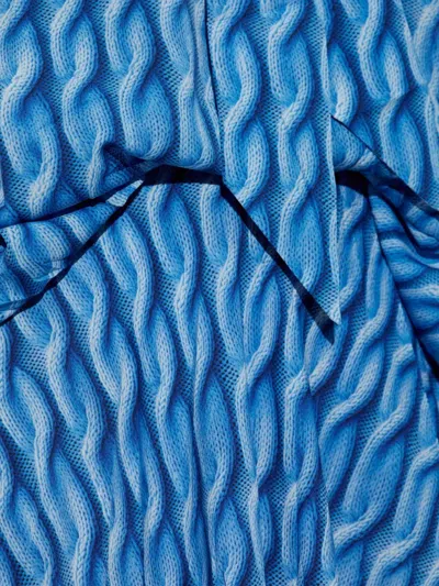 Balenciaga Patterned Draped Midi Dress In Blue