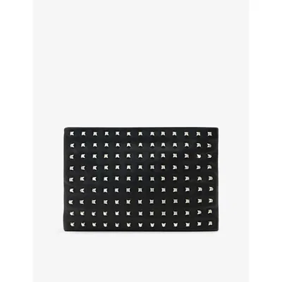 Allsaints Womens Bettina Embellished Leather Clutch Bag Black In Black