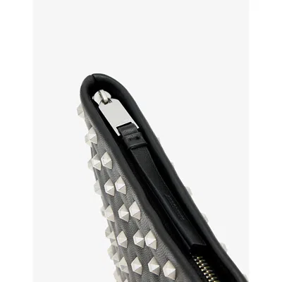 Allsaints Womens Bettina Embellished Leather Clutch Bag Black In Black