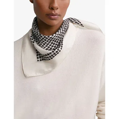 Reiss Womens Nina Graphic-print Silk Neck Tie Cream In White