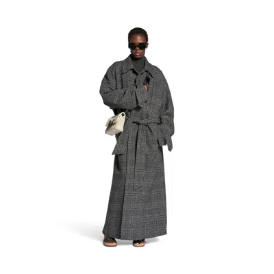 Balenciaga Wool Long Coat In Gray