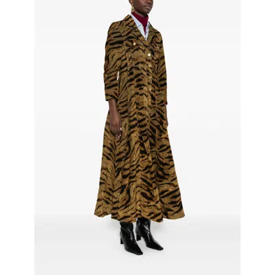 Ganni Animal Print Dress Chest Pockets In Multi