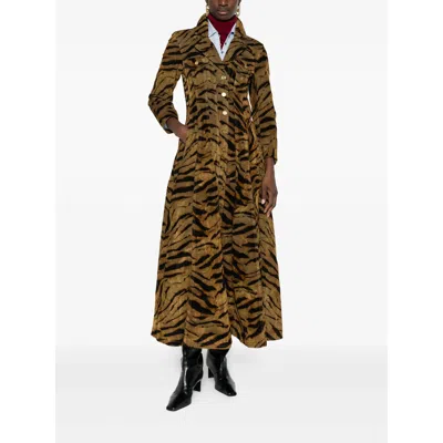 Ganni Animal Print Dress Chest Pockets In Multi