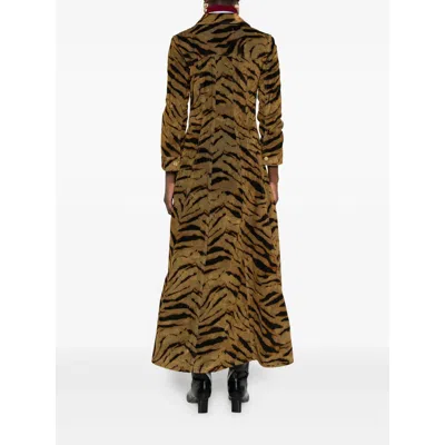 Ganni Animal Print Dress Chest Pockets In Multi