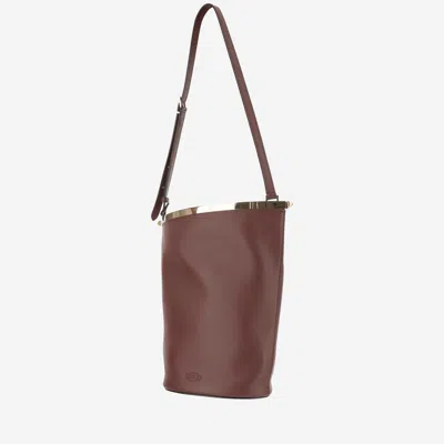 Tod's Magenta Bag Bucket Bag In Leather Small In Burgundy