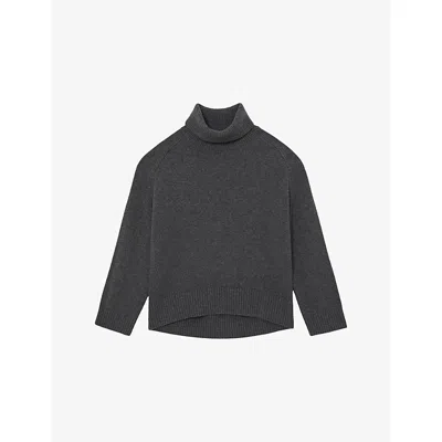 Reiss Womens Brooklyn Roll-neck Wool And Cashmere-blend Jumper Charcoal Grey In Gray