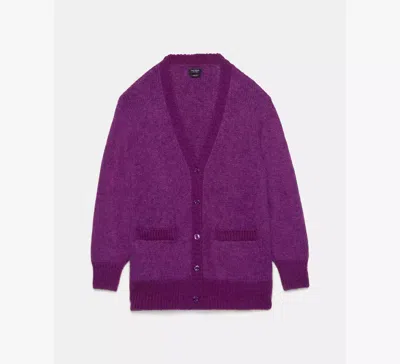 Kate Spade Fuzzy Oversized Cardigan In Purple
